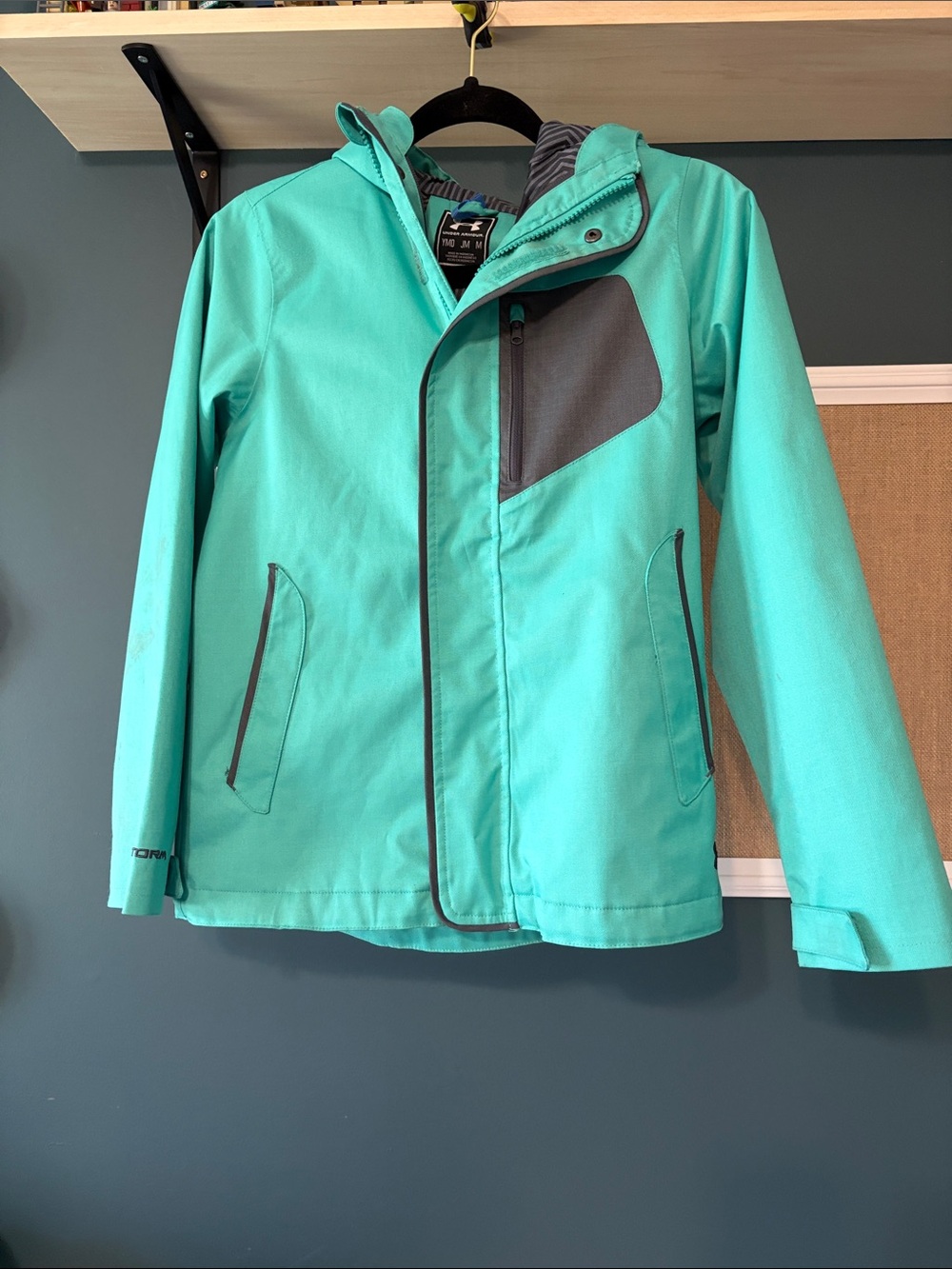 Under Armour Teal Rain Jacket with Gray Accent